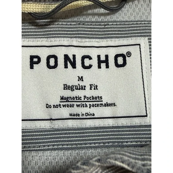 PONCHO Men Long Sleeve Performance Nylon  The Gray Ghost Button Up Stretch - Med - Picture 7 of 11